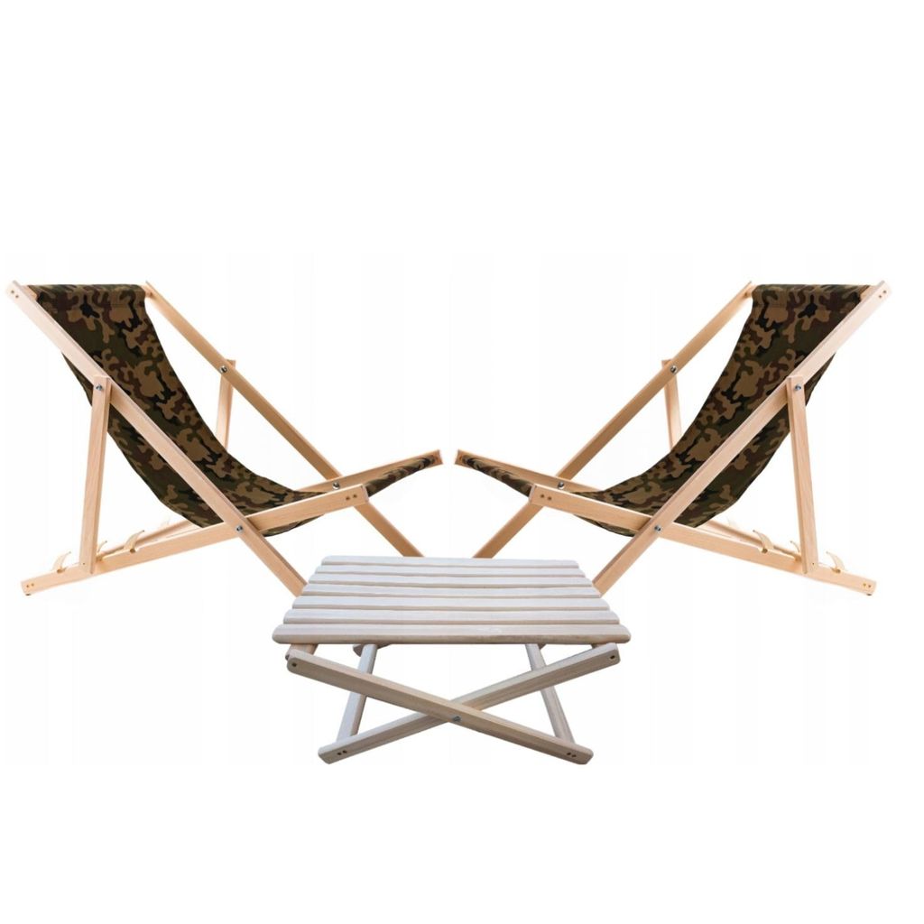 Liegestuhl mit Couchtisch – 2-teiliges Gartenmöbel-Set aus Holz, Moro – Klappbarer Relaxstuhl & Beistelltisch – Wetterfest, für Balkon, Ter...