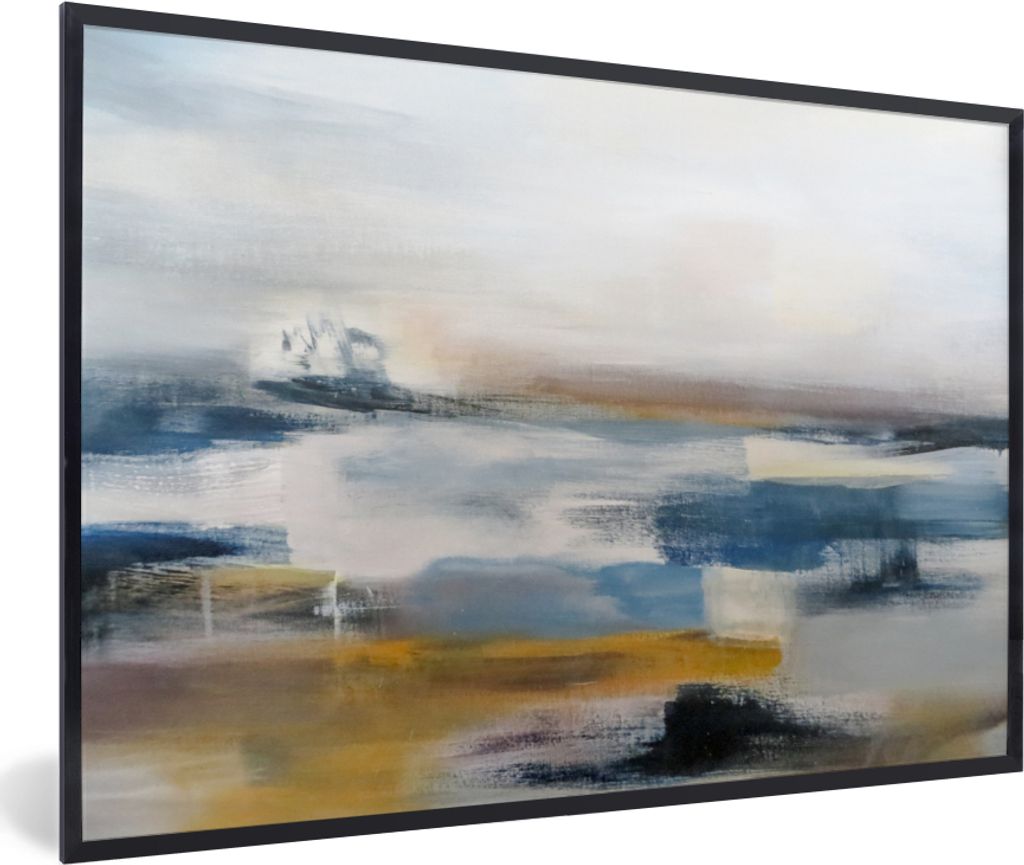 MuchoWow Gerahmtes Poster Ölgemälde - Abstrakt 90x60 cm - Poster mit Schwarzem Bilderrahmen Wandposter Rahmen Foto Bilder - Fotorahmen - Foto-P...