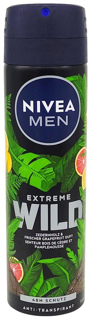 Nivea Men Deodorant EXTREME WILD 150ml | Zedernholz Grapefruit | 48h-Schutz grün Deo Spray