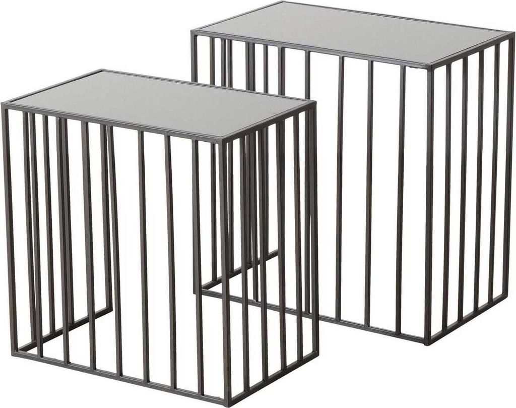 Beistelltische aus Metall JORIS, mit Spiegelplatte, 2er-Set