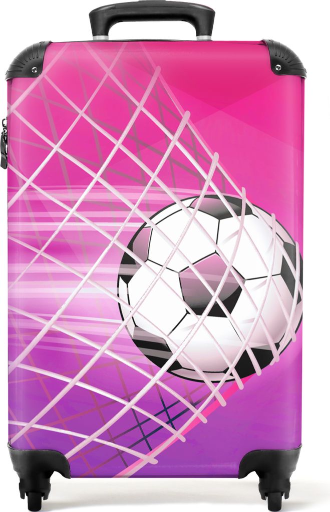 NoBoringSuitcases.com Koffer Handgepäck Trolley Rollkoffer Kleine Reisekoffer mit 4 Rollen - Fußball - Tor - Netz - Schießen - Mädchen - Cabi...