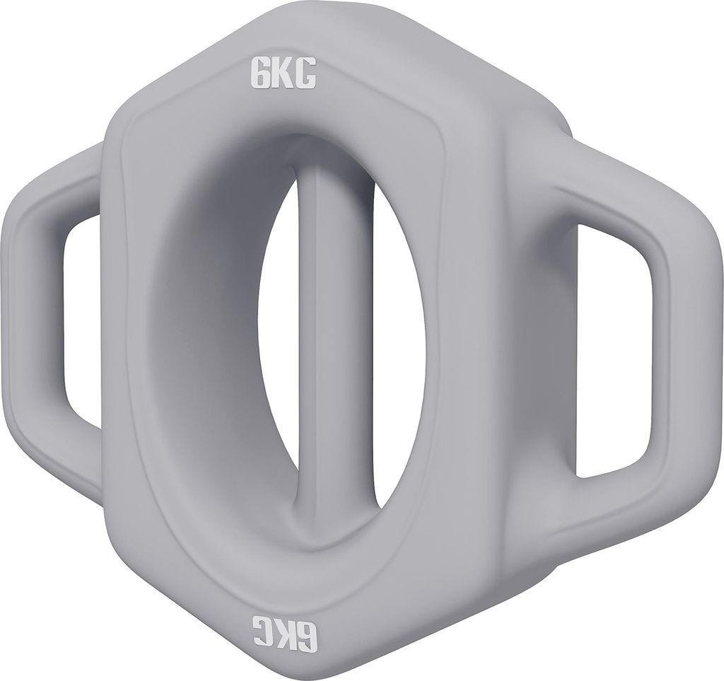 3-in-1 Multifunktionshantel, 6 kg, rutschfest, geruchsarm, Kunststoffmantel, Eisenkern, grau