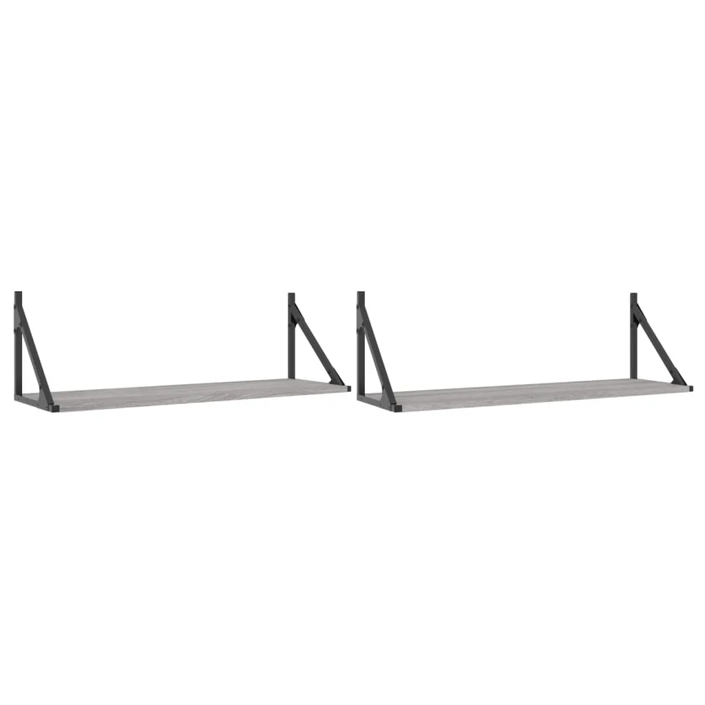 Offerta Set 2 Mensole 80cm Grigio Sonoma Maison Exclusive Legno - 2