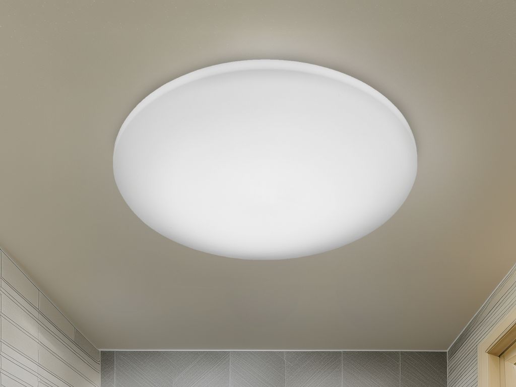 Kleine LED Deckenleuchte Weiß, Feuchtraumgeeignet für Badezimmer & Flur Ø 28cm