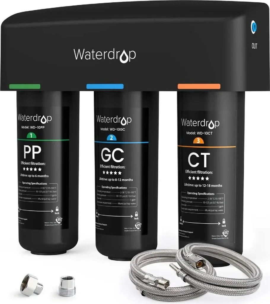 Filtre à eau potable sous évier 3 étapes Waterdrop TSA haute précision