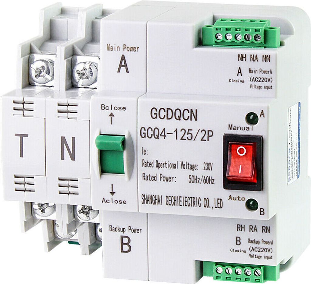 63A Automatisch Dual Power Netzteil Switch Umschalter Transferschalter PC-Ebene 220V