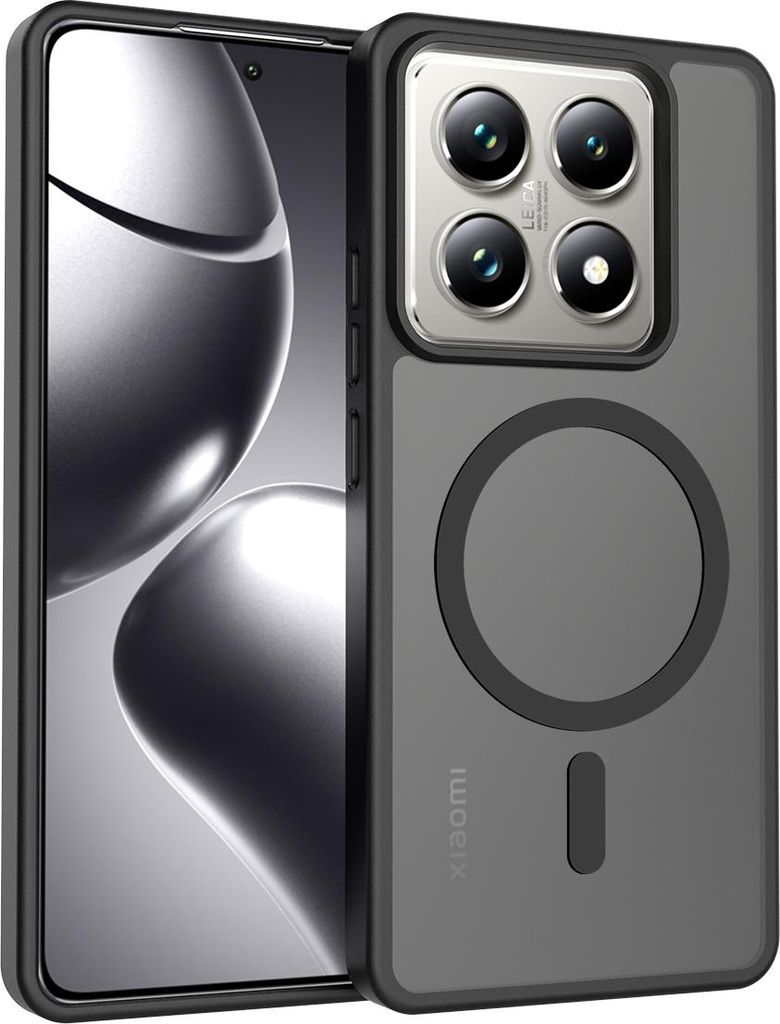 Magnetisch Hülle für Xiaomi 14T Pro, Kompatibel mit MagSafe, Transluzente Matt Rückseite Stoßfeste Handyhülle Schwarz