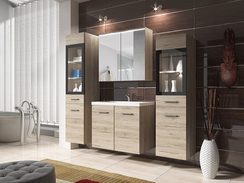 Kúpeľňová zostava s LED osvetlením YUKO 2 - dub san remo + Obrázok produktu 