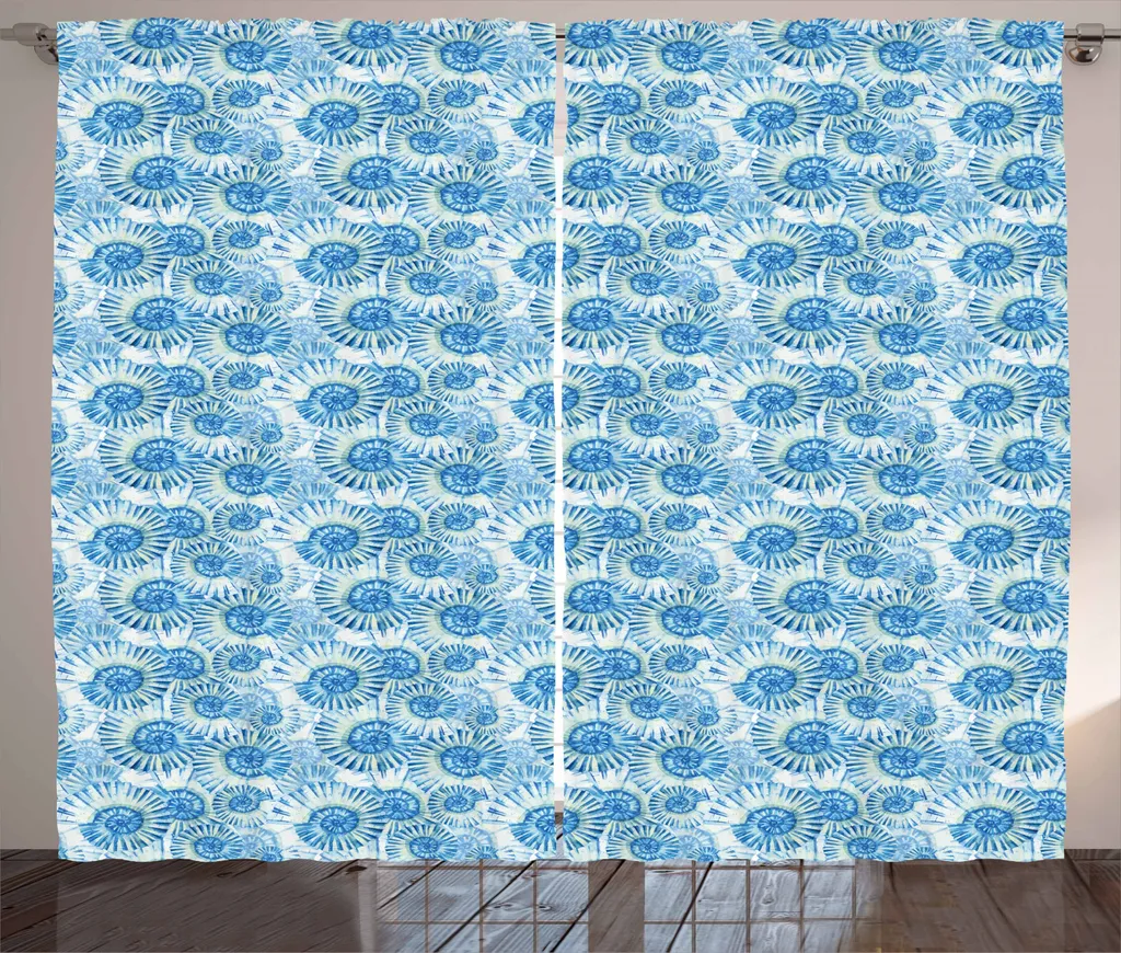 Tenda Rustica ABAKUHAUS 280x245 cm | Stile Marino con Conchiglie Blu