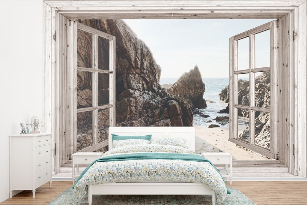 MuchoWow Fototapete für Wohnzimmer oder Schlafzimmer Wandtapete Vinyl Motivtapete Aussicht - Strand - Meer - 420x280 cm - Zimmer für Kinder