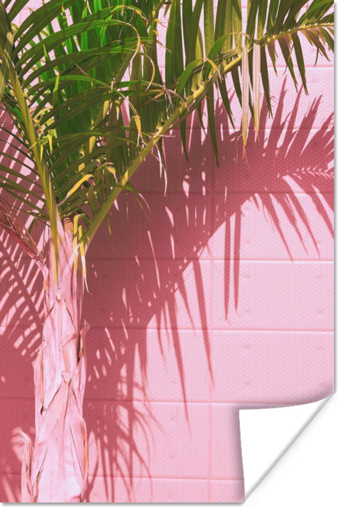 MuchoWow Poster Pflanze - Sommer - Tropisch - Rosa 80x120 cm - Papierdruck