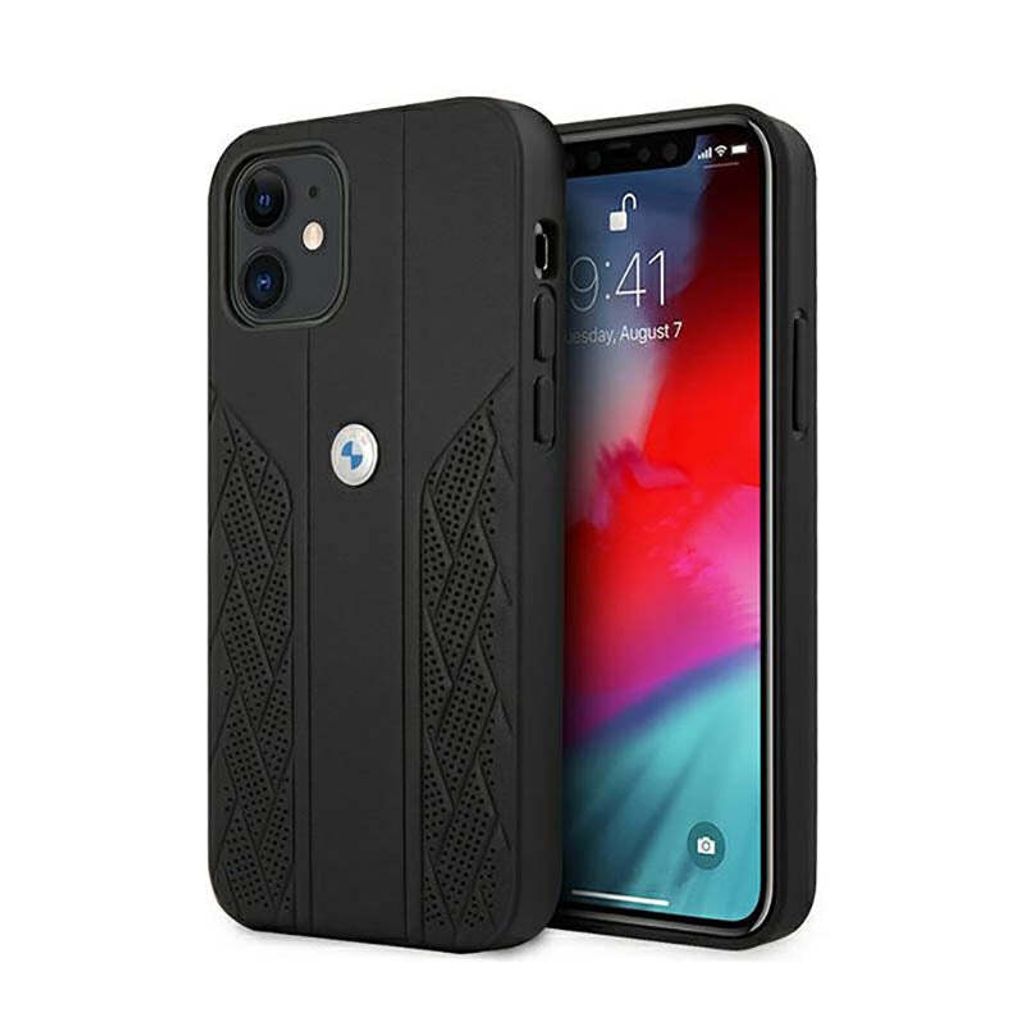 BMW Leather Curve Perforate - iPhone 12 mini Hlle (Schwarz)