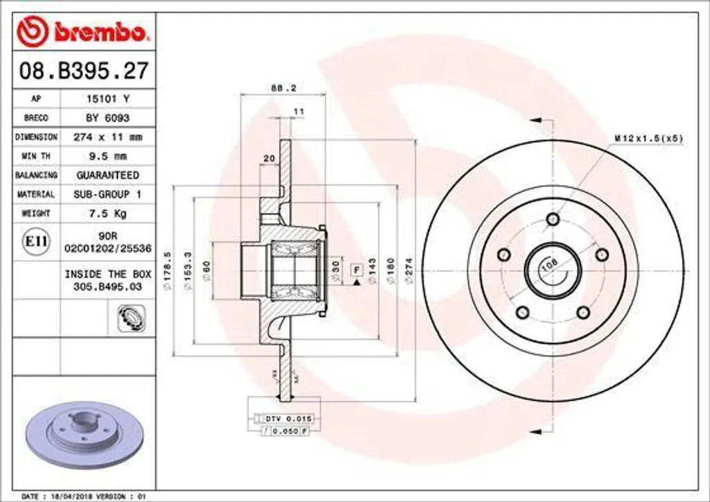 Disque de frein de remplacement pour Kangoo utilitaire et Mercedes Citan