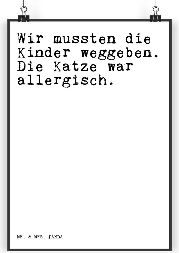 Mr. & Mrs. Panda Bild Wir mussten die Kinder... DIN A4 - Weiß - Geschenk, Katzenliebhaber, Wandbild, Sprüche, Spruch Weisheiten Zitate Lustig Wei...