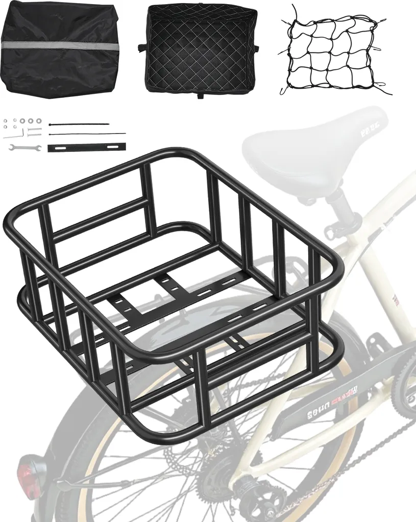 Grand panier de porte-bagages arrière pour vélo avec housse incluse
