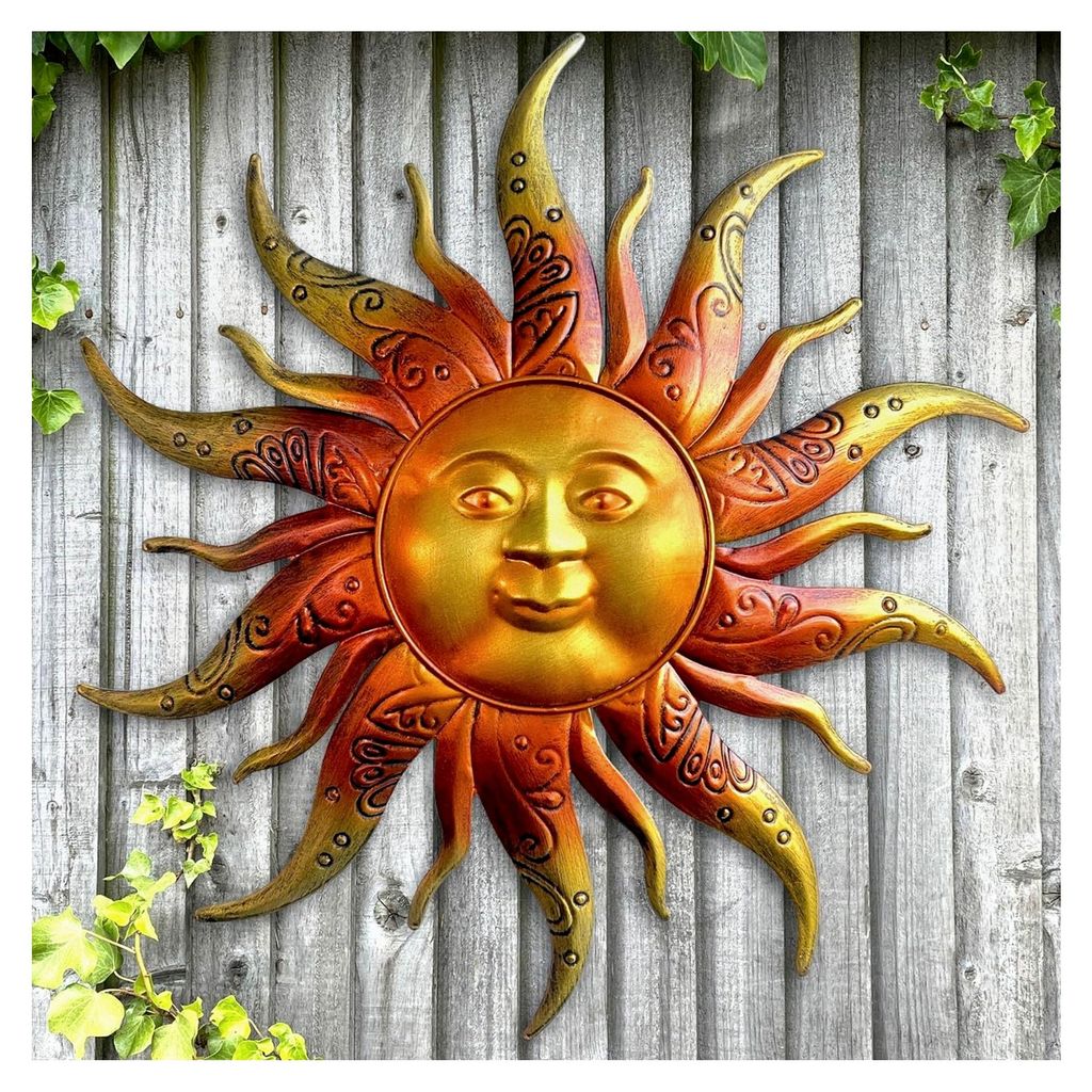 Wanddekoration aus Metall, 43,9 cm, rustikales Retro-Design, Metall-Sonnendekoration zum Aufhängen, Dekoration für Innen und Außen, Geschenk fü...