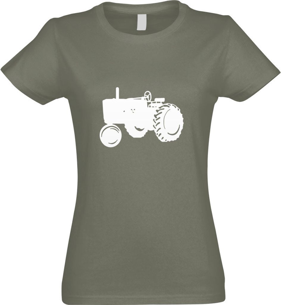 Kiwistar - T-Shirt tailliert - Damen - Olive - Traktor - Schlepper - Großtraktor - mit Motiv Bedruckt - Funshirt Design - Sport - Freizeit - Damen...