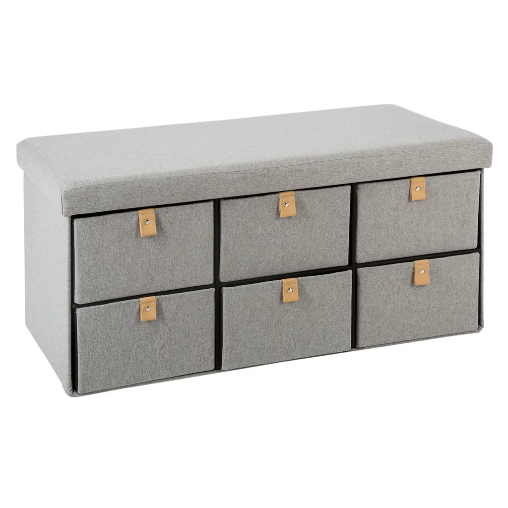 Siège d'appoint pliable gris Schweden avec 6 tiroirs pour salon et entrée