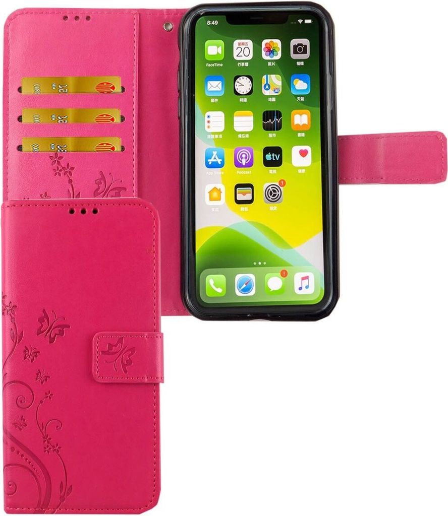 Apple iPhone 11 Pro Handy Hülle Schutz-Tasche Cover Flip-Case Kartenfach Pink