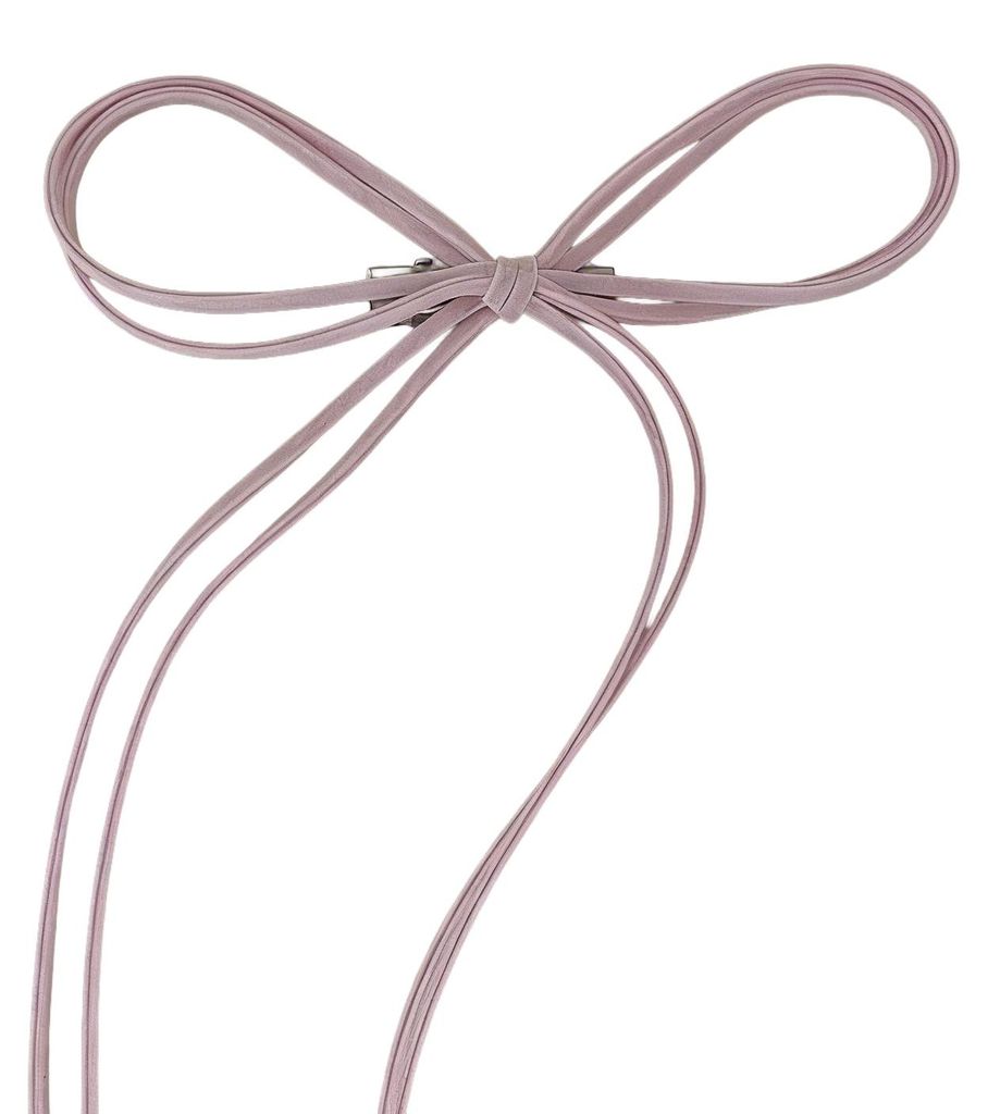 Haarspange mit Wildlederstruktur, langes Band, doppelte Schleife, Haarclip für halbgebundene Pferdeschwänze, Herbst-Winter-Haaraccessoire