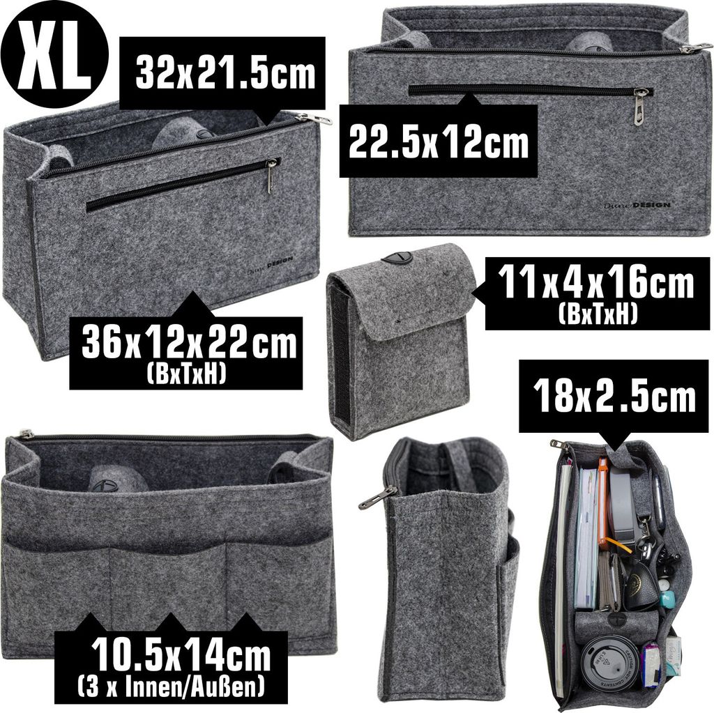 Handtaschen Organizer 36x12x22cm Filz Innentasche Taschen