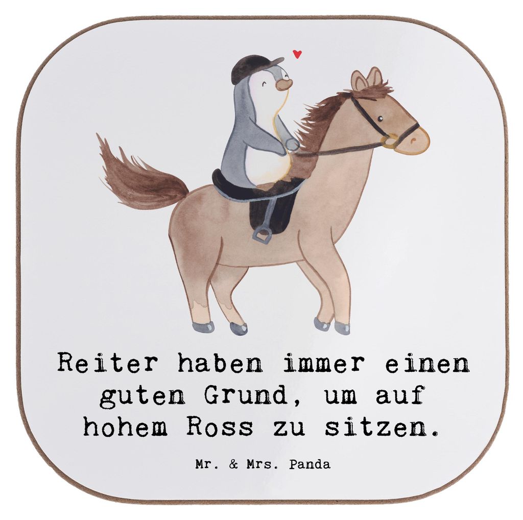 Mr. & Mrs. Panda Untersetzer für Gläser Reitsport Stolz - Weiß - Geschenk, humor, Tasse, Holzuntersetzer, Eleganz, Bindung zwischen Mensch und P...