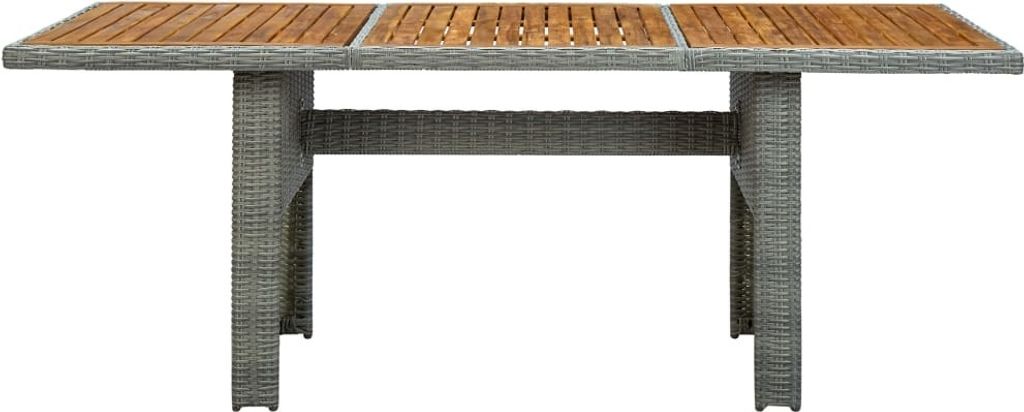 vidaXL Gartentisch Hellgrau Poly Rattan und Akazie Produktbild 