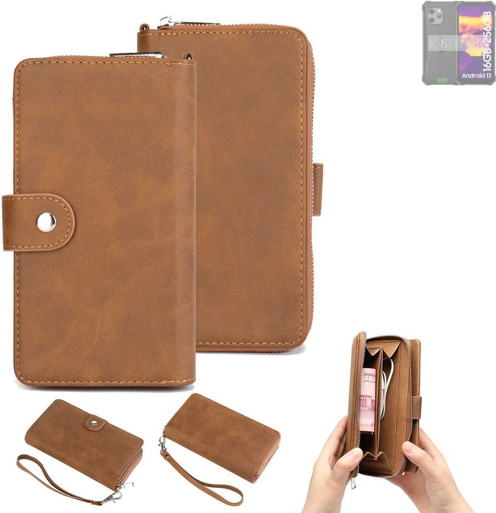 K-S-Trade Handyhülle Schutzhülle kompatibel mit Blackview BV8900 Pro & Portemonnee Tasche Handytasche Case Etui Geldbörse Wallet braun (1x)