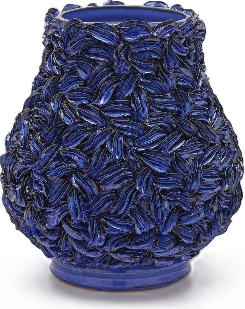 EGD Blumenvase aus Keramik, Blau, D 35 cm, H 35 cm