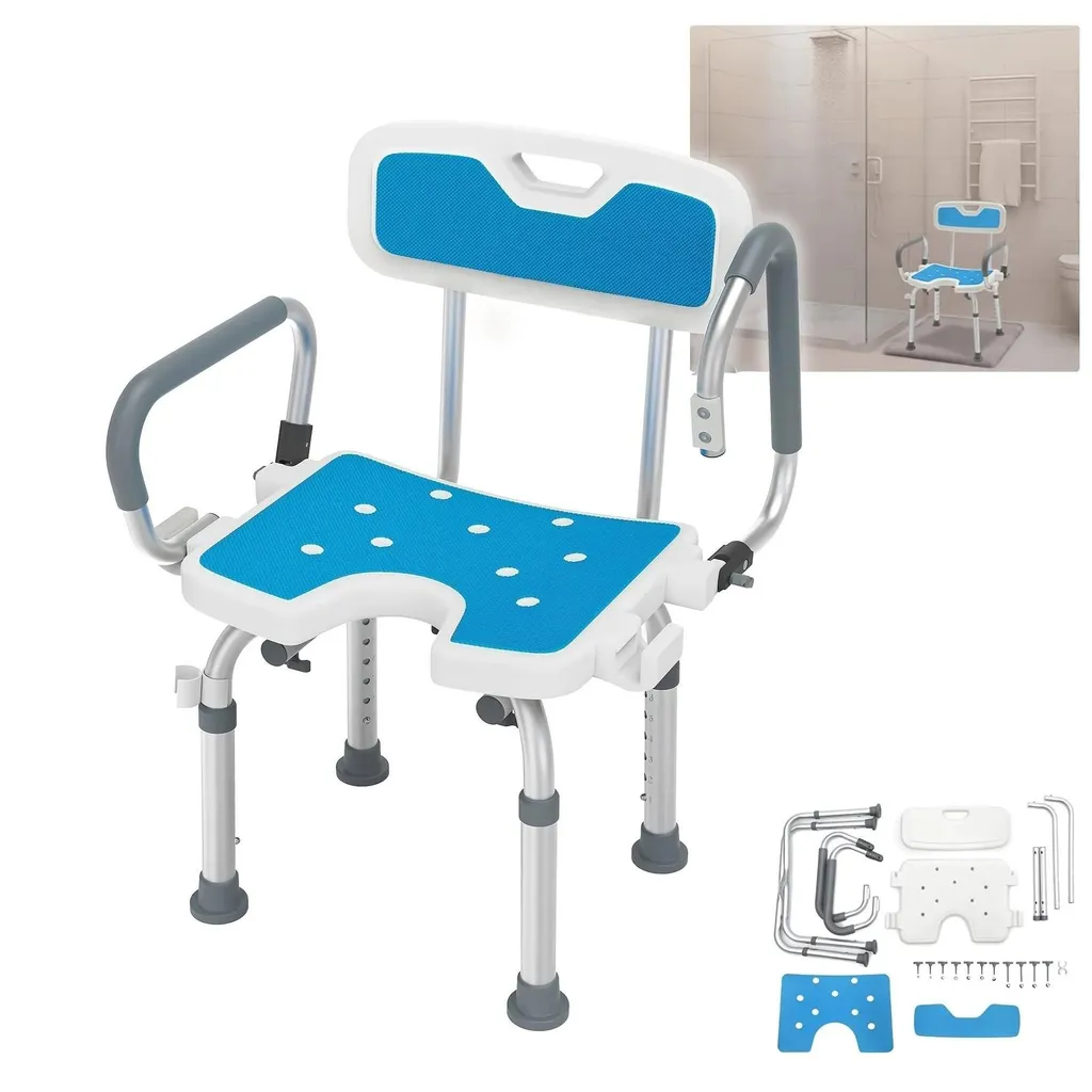 Chaise de douche sécurisée contre les chutes : Assise réglable et stable