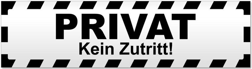 Kiwistar Privat kein Zutritt gestreift Magnetschild Schild magnetisch - 45cm Schwarz - Magnetfolie für Auto PKW Kfz
