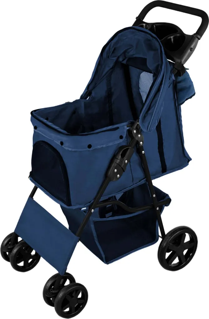 Poussette animaux pliable et sac de transport frontal pour petits chiens
