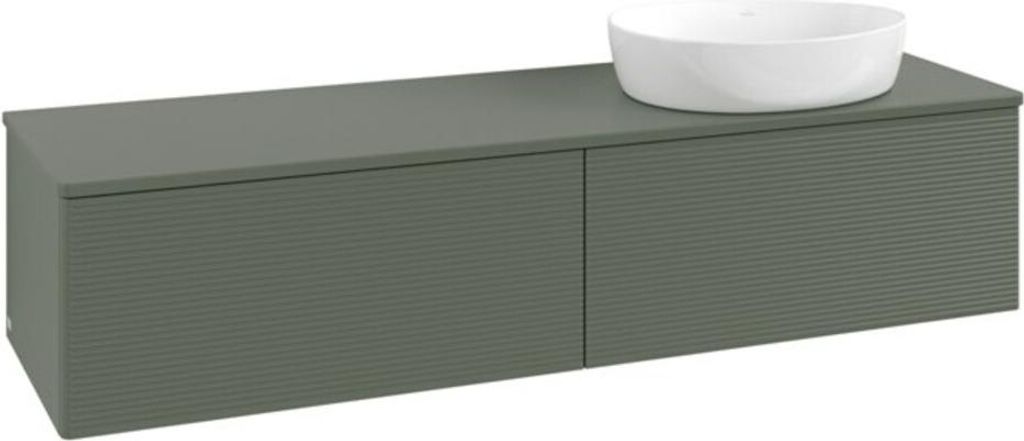 V&B Waschtischunterschrank mit Frontstruktur -Beleuchtung Antao 160x50cm, WBP-farbe Lac, lea gre. m Lac