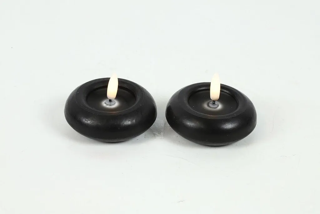 Décoration de Table Bougies Flottantes LED Noires 7,5cm Lot de 2 Kit
