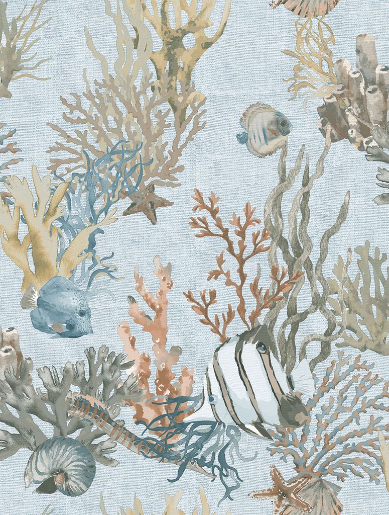Sanders & Sanders Tapete Unterwasserwelt Blau und Graugrün 53 cm x 10 m