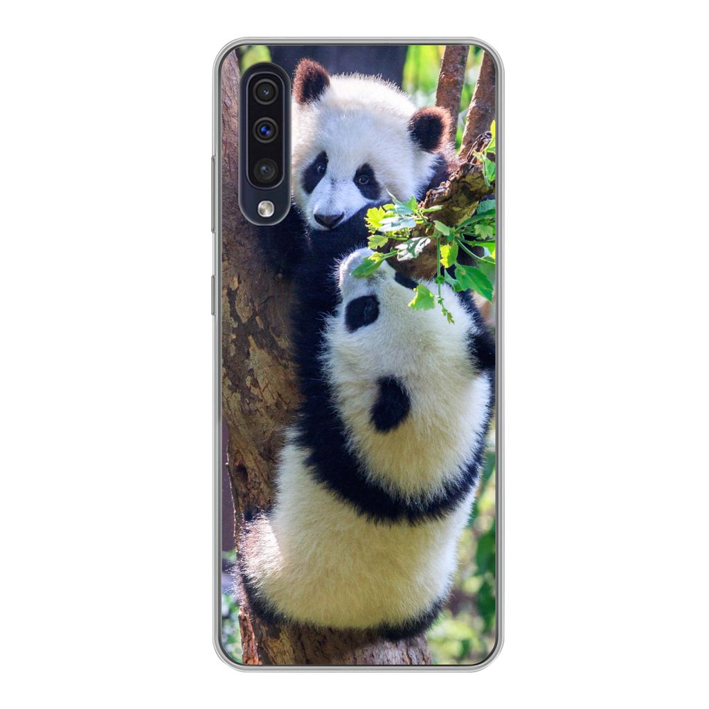 MuchoWow Handyhülle Schutzhülle Hülle für Samsung Galaxy A30s Pandas - Baum - Natur Silikon Softcase Handy Hülle - Karteninhaber
