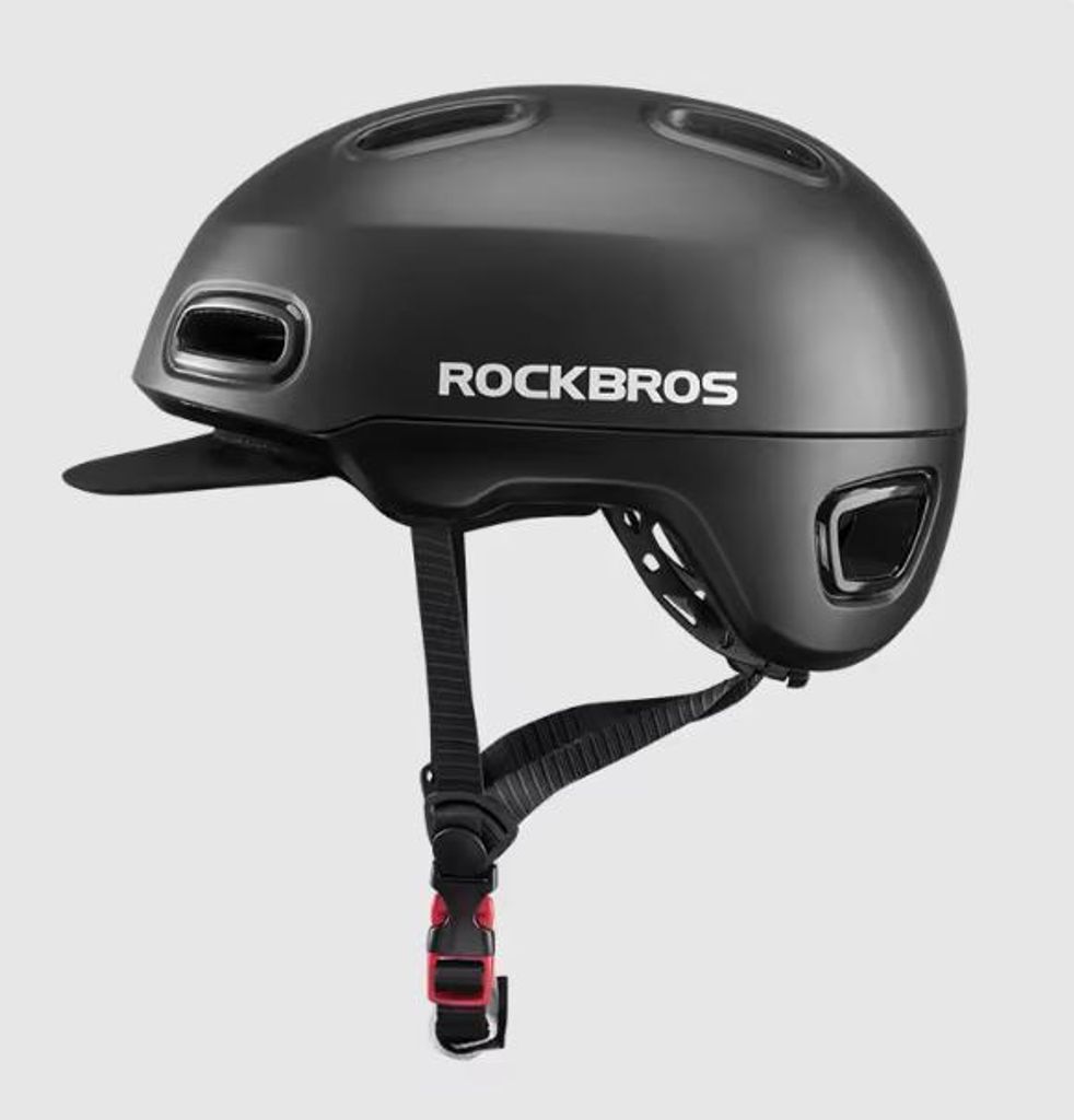 ROCKBROS Fahrradhelm mit abnehmbarer Krempe – EPS-Helm für Citybikes, Pendler- und Mountainbikes (Damen und Herren), Schwarz