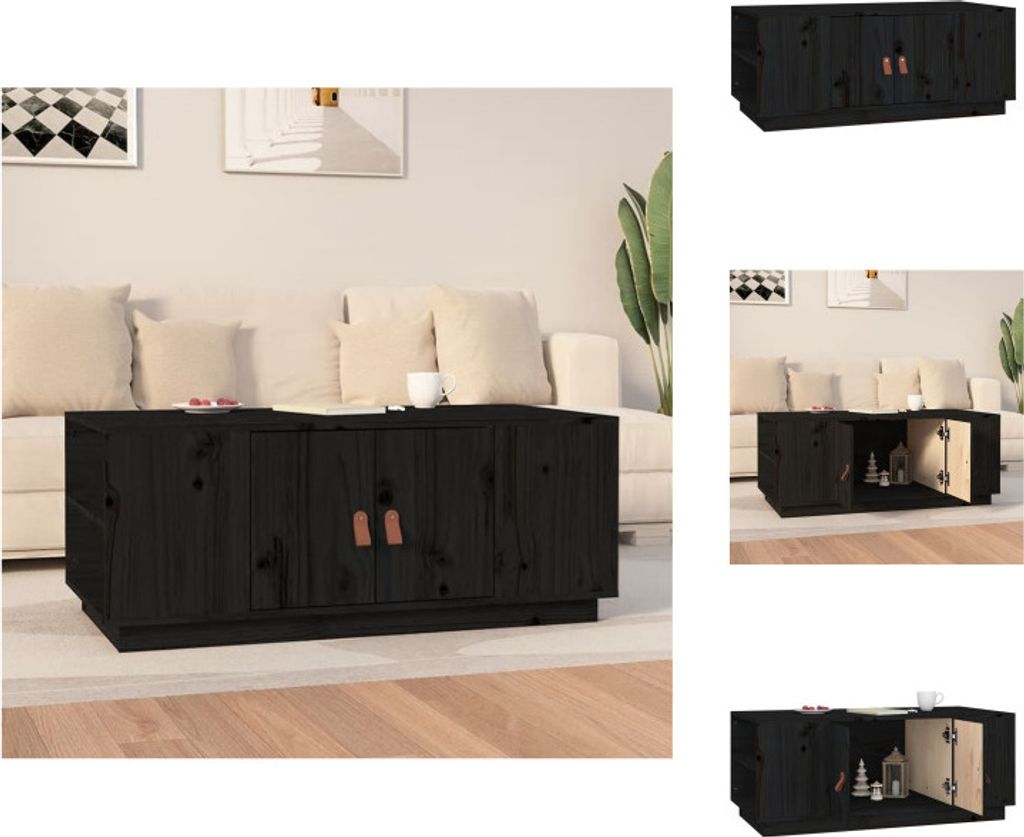 vidaXL Couchtisch Schwarz 100x50x41 cm Massivholz Kiefer - Couchtische