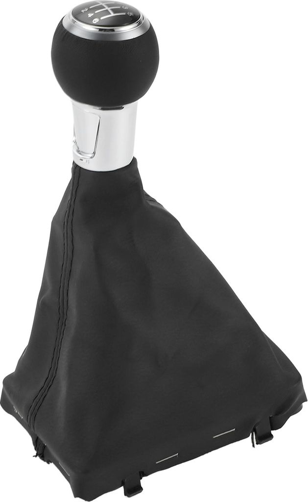 6-Gang-Schaltknauf mit Schaltsack - Autoschaltknauf mit Abdeckung - für Audi A3 Kunststoff Schwarz Chrom Silber Matt Silber - 1 Stück