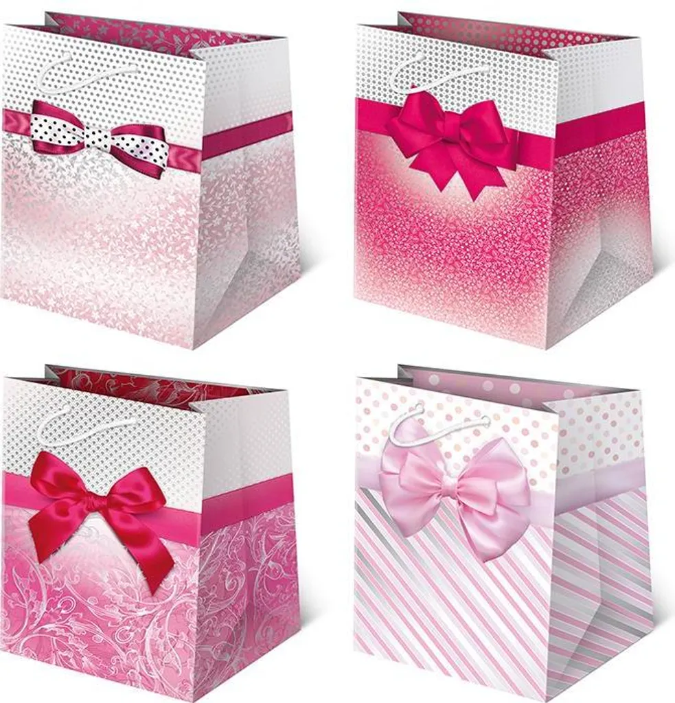 Pochettes cadeaux décoratives T16-1 Rose Poudré - Ensemble de 10 sacs