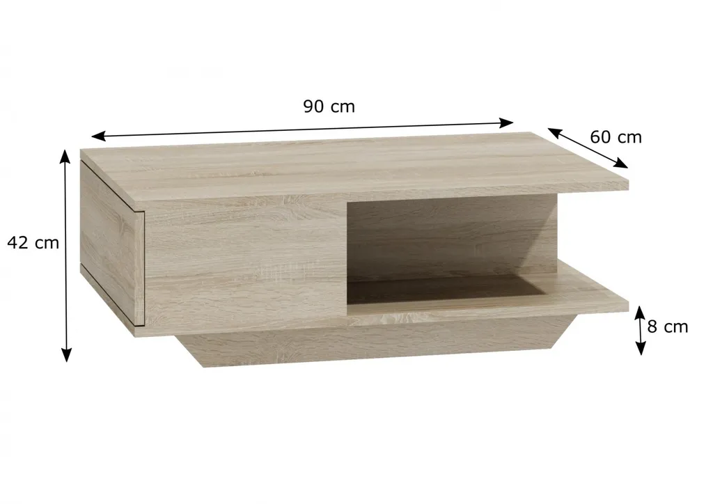 Table basse rectangulaire CUIFEN finition bois clair pour petit salon - 7