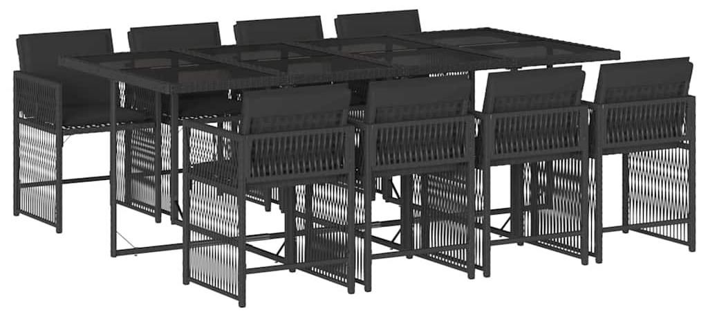 vidaXL 9-tlg. Garten-Essgruppe mit Kissen Schwarz Poly Produktbild 