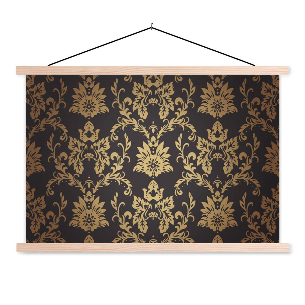 MuchoWow Textilposter Blumen - Licht - Vintage 120x80 cm mit holzfarbenen Rahmen - Aufhängeset