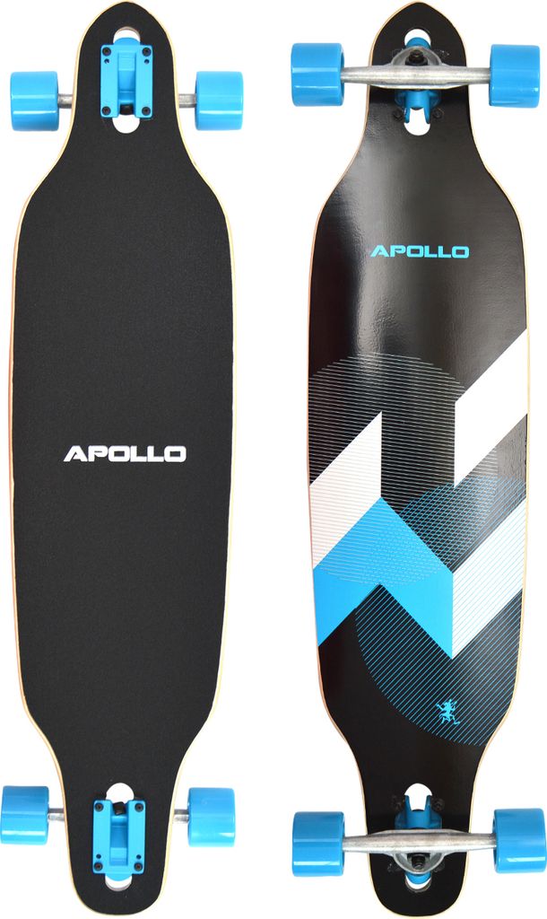 Apollo Longboard "Matei" Twin Tip DT Komplettboard 97,2 x 23,5 cm 7 Lagen Holzdeck Cruiser-Board