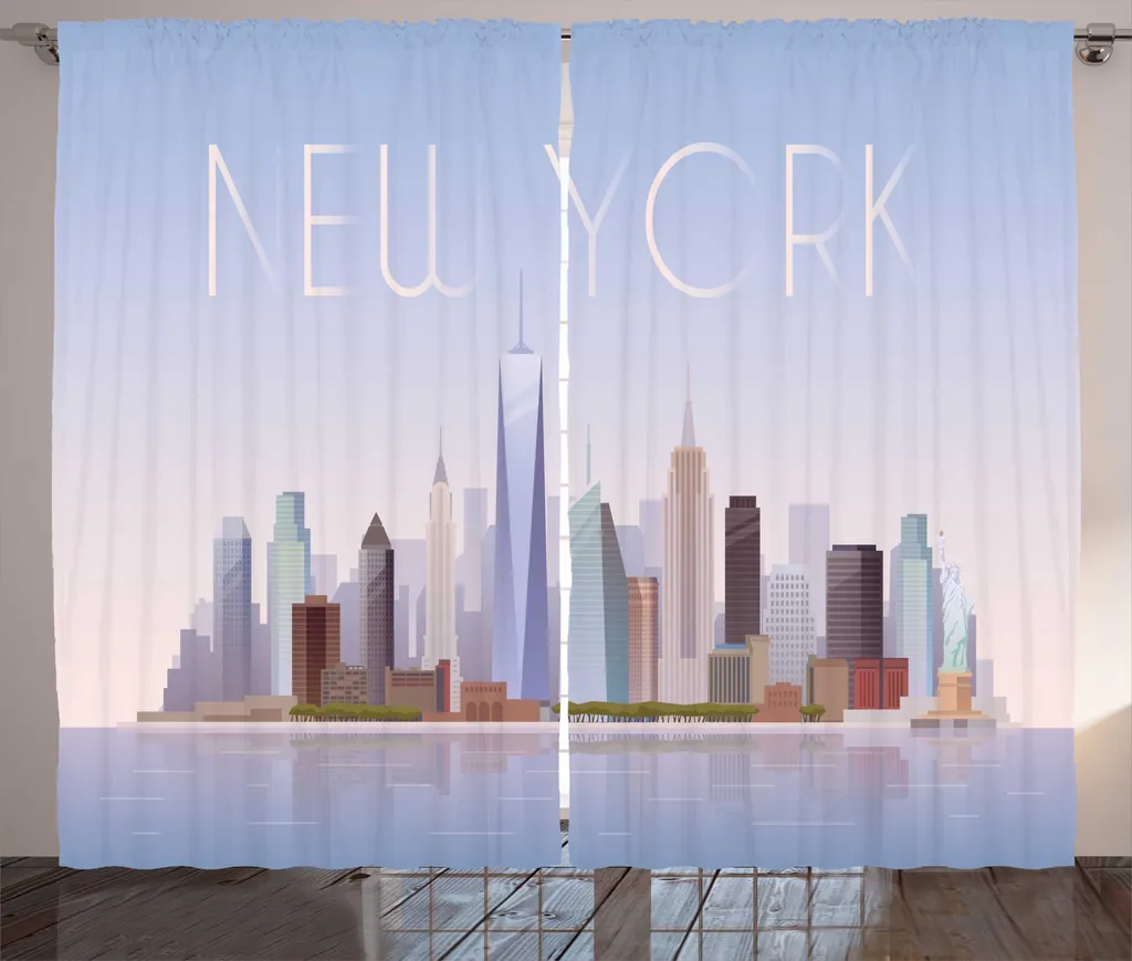 Rideau Prêt à Poser pour Cacher Vis-à-Vis Motif NYC Pastel 280 x 225 cm