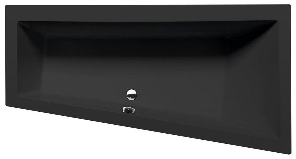 Polysan ANDRA R asymmetrische Badewanne 160x90x45cm, Schwarz matt