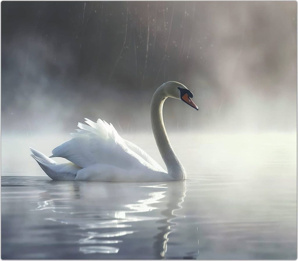 Spritzschutz Herdabdeckplatte Schneidebrett aus Glas Schwimmender Schwan 1-Teilig (60x52cm)