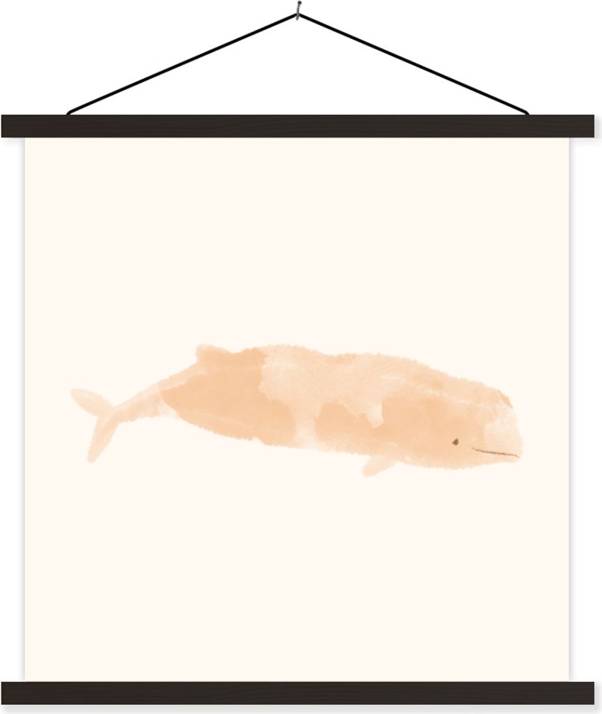 MuchoWow Textilposter Fisch - Meer - Aquarell 120x120 cm mit schwarzem Rahmen - Aufhängungsset