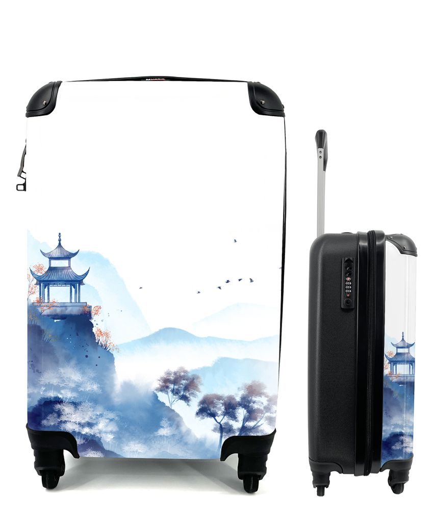 MuchoWow Koffer Handgepäck Trolley Rollkoffer Kleine Reisekoffer mit 4 Rollen - Malerei - Ölfarbe - Natur - Cabin Size < 55x40x23 cm & 55x40x20...