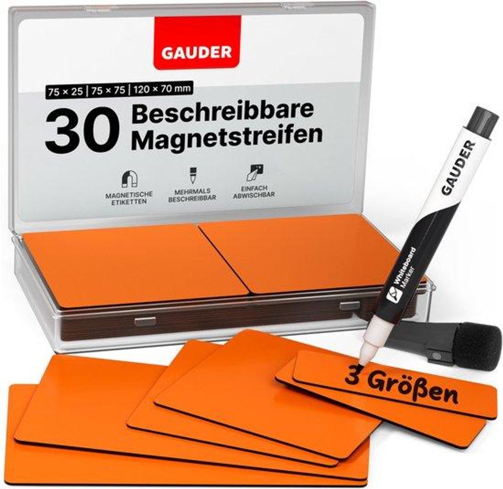 Magnetische Etiketten, herbruikbaar, 30 Stück, 3 Größen, für Whiteboards